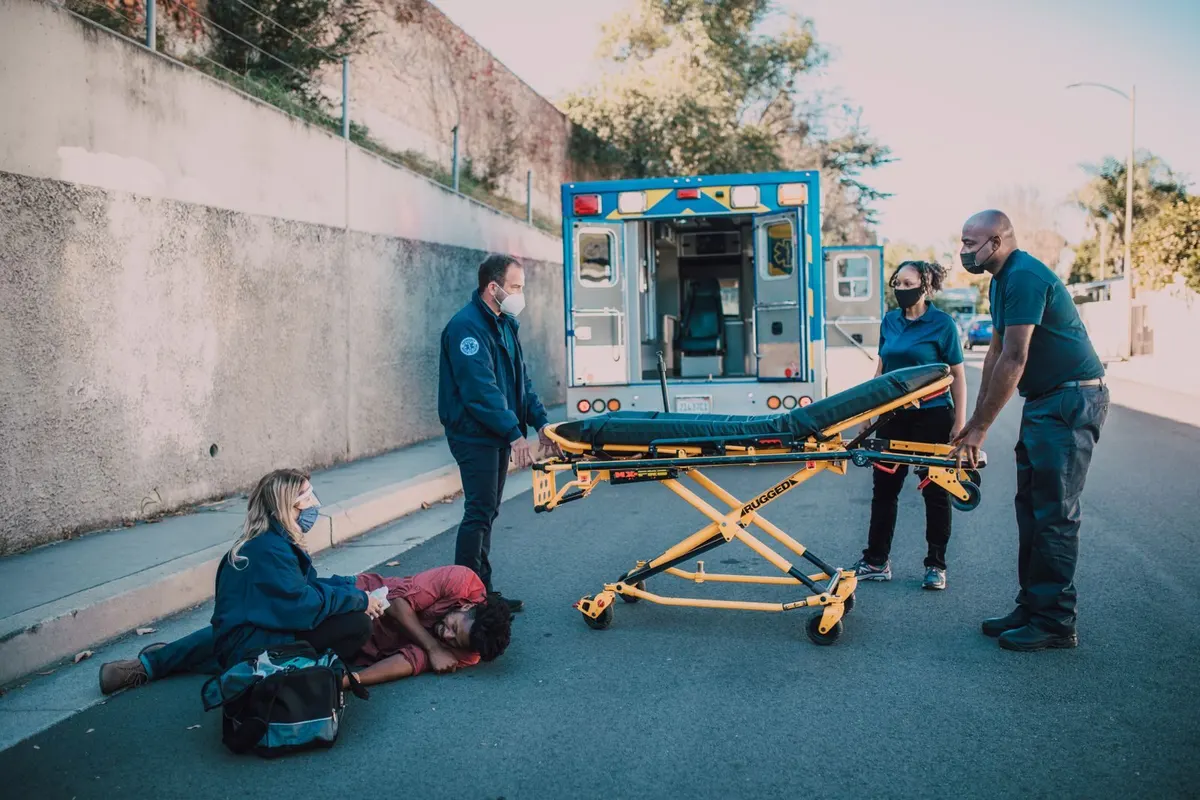 Emergency responders at an accident scene