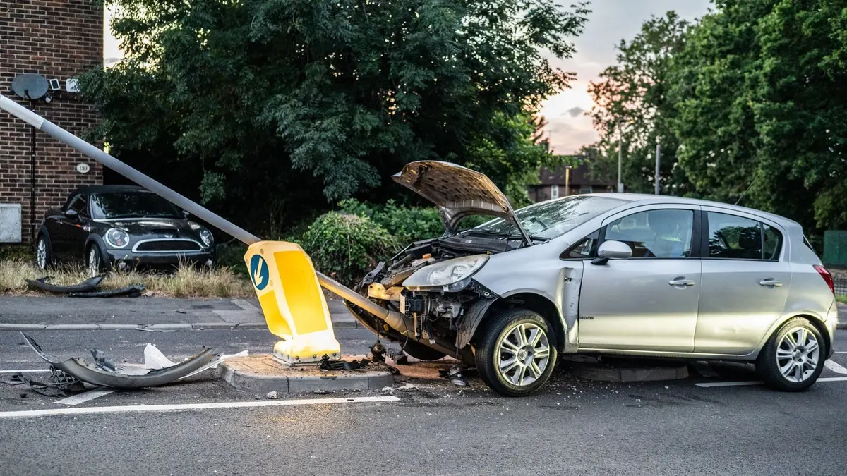 Car crashed into a pole